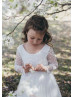 Long Sleeves Lace Tulle Ankle Length Flower Girl Dress